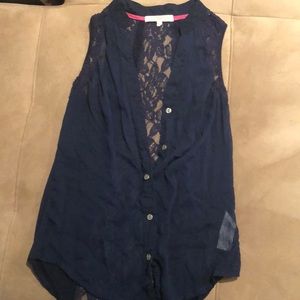 Navy blue size S tank top with lace